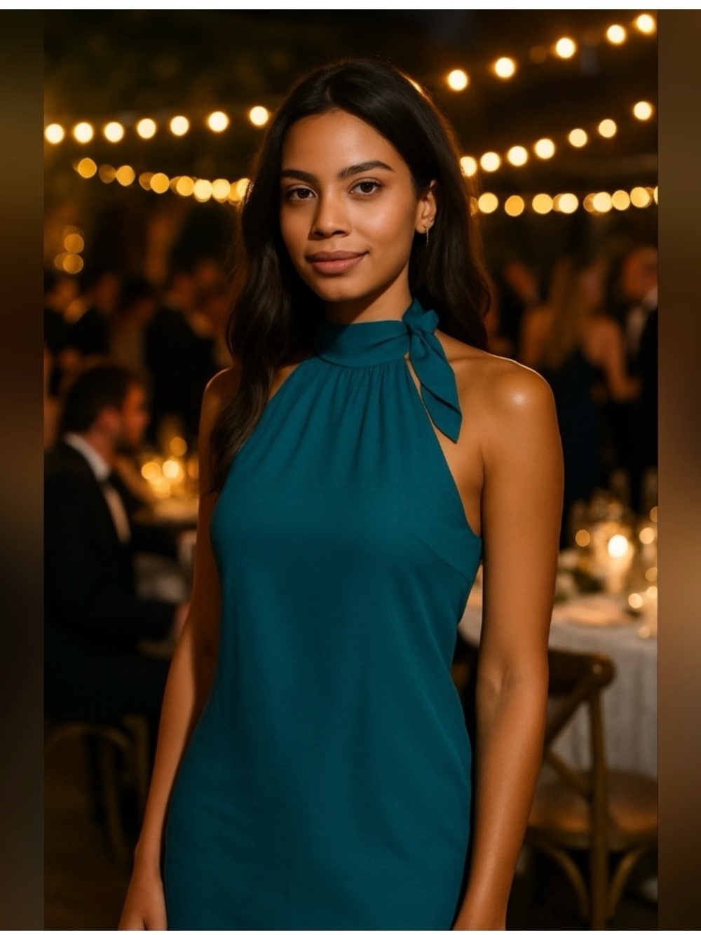 Worthington Teal Sleeveless Top with Halter Bow Tie at Neck - Size: 6